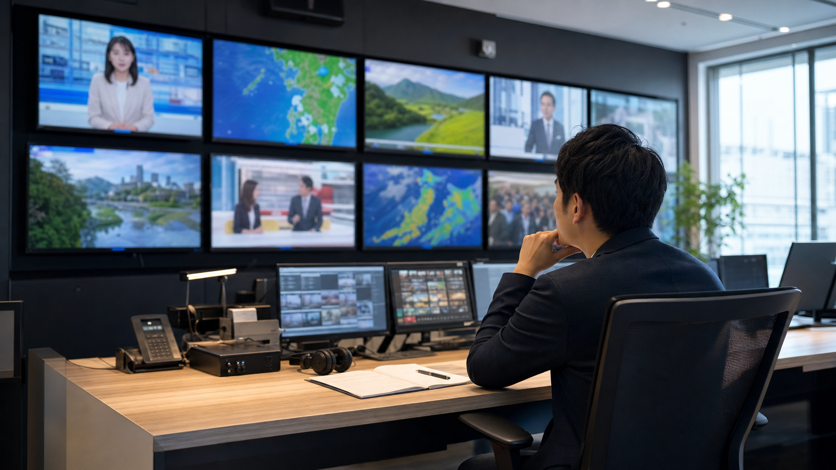 全国各地のテレビ放送を地域や時間を横断してモニタリングするテレビクリッピングのイメージ
